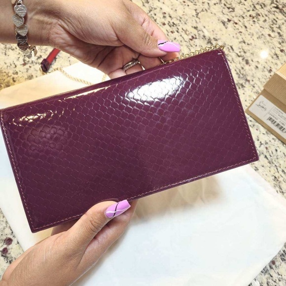 NEW Christian Louboutin Loubi54 Shoulder Bag in Merlot Patent Snake Embossed - Picture 5 of 13